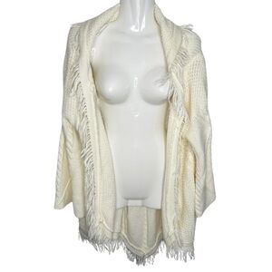 Get Cozy Open Knit Fringe Cardigan Medium